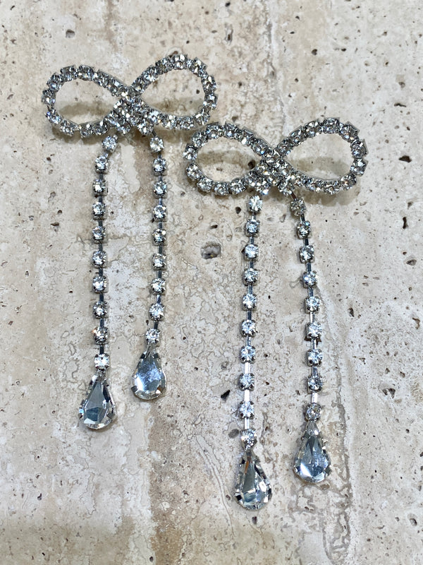 Crystal bow drop earrings