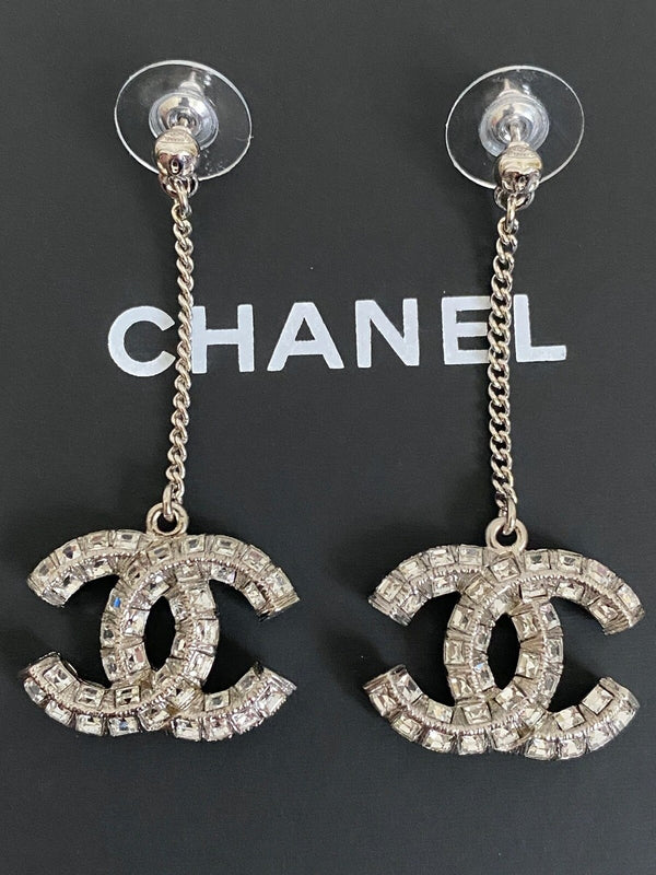 CHANEL CC Crystal Drop Earrings