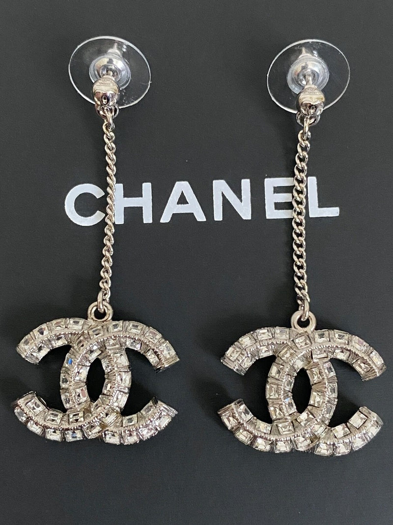 CHANEL CC Crystal Drop Earrings
